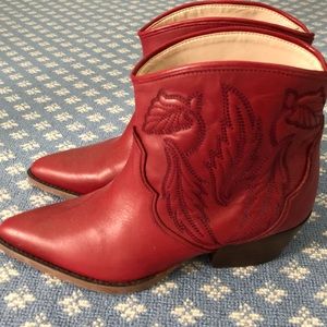 Zara Western Boots - Red Leather - NWT